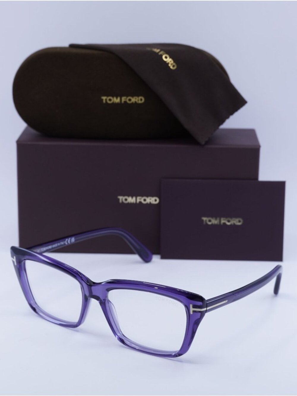 Tom Ford FT5894-B 081 Square Eyeglasses 56mm - Violet / Blue Light Block
